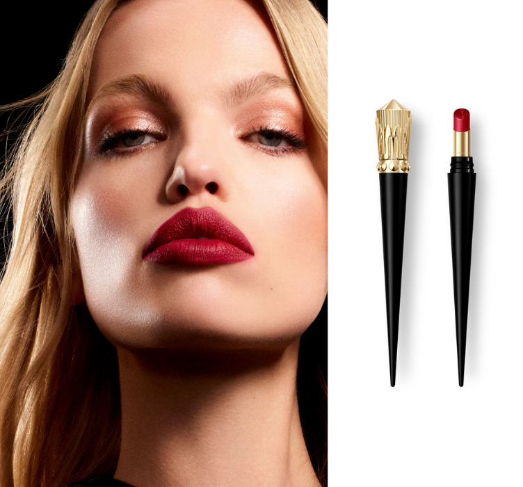 設計靈感源自於斗零踭的迷人、修長及纖細鞋跟,配上品牌標誌性的金色窩釘,優美的線條及於唇上的精緻妝感,重新演繹了性感與優雅。