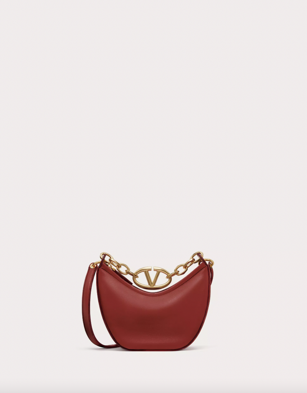 VLOGO Moon Mini Hobo Bag in Nappa Leather with Chain。