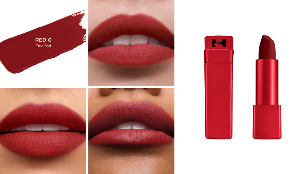 要締造飽滿雙唇,可從唇部外角向唇山位置塗抹唇膏;再重複同樣的動作到另一側。