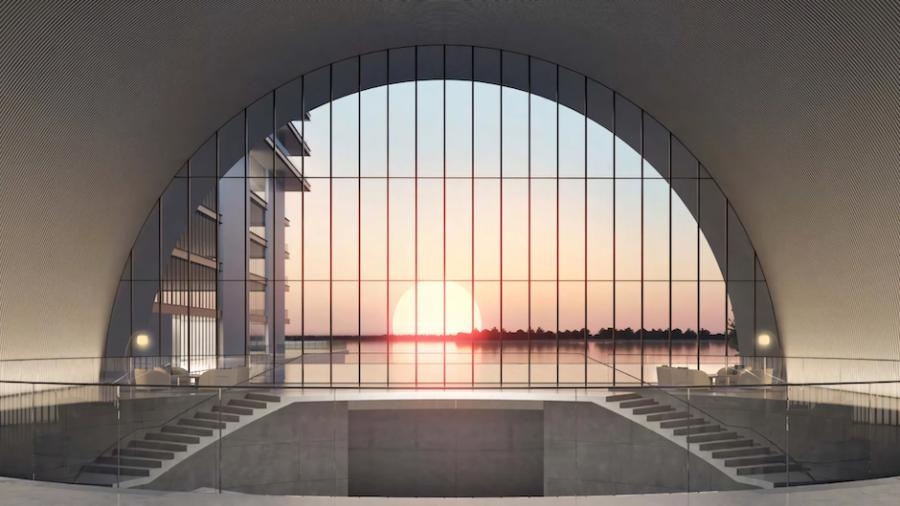 立面以大量的玻璃景窗設計。