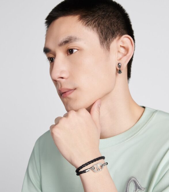 Dior CD Icon 編織皮革手環