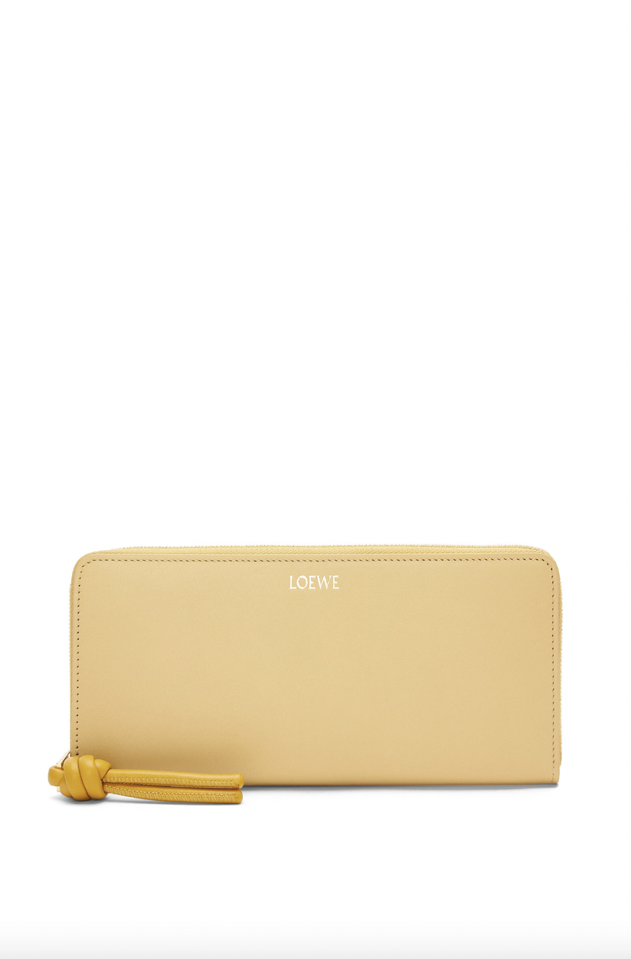 Knot zip Around Wallet in Shiny Nappa Calfskin。
