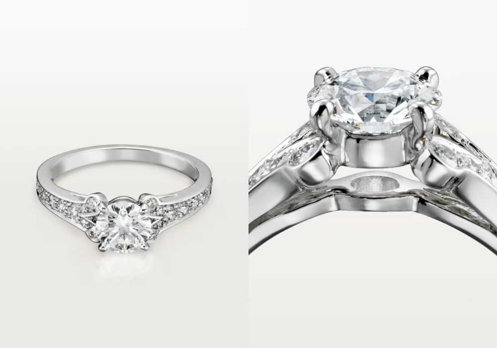 造型上相當華麗的Ballerine單鑽戒指，像是在愛情中我們只想給對方最好的。