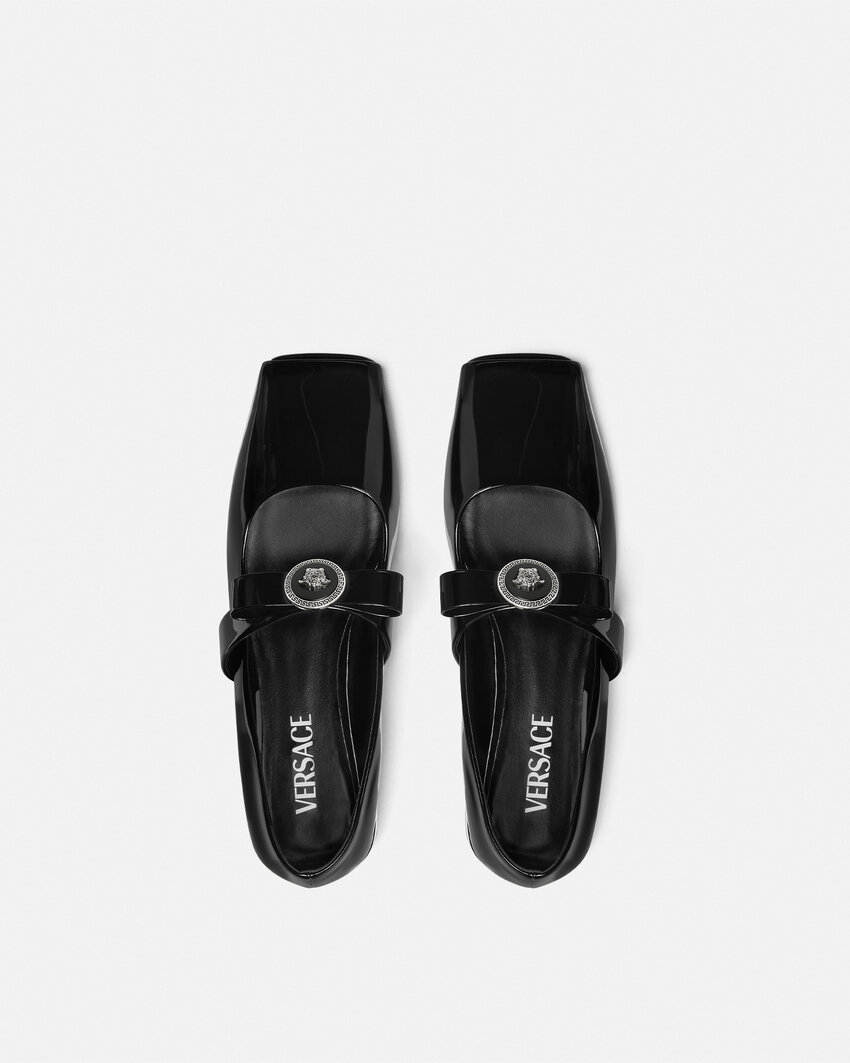 Versace GIANNI RIBBON 緞帶開口緞面芭蕾舞鞋