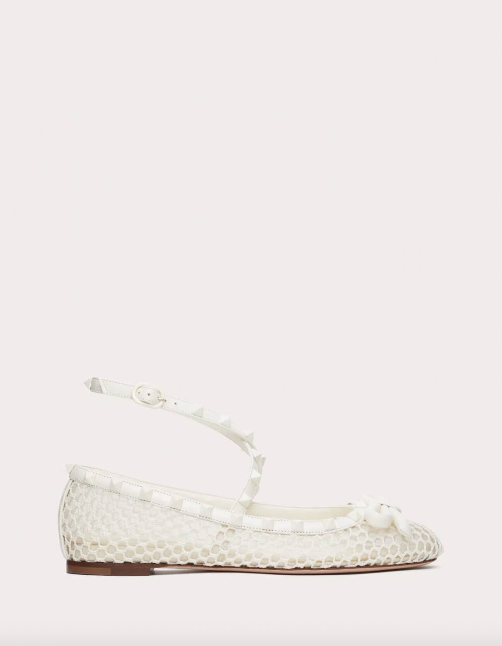 Rockstud mesh ballerinas with Tone-On-Tone Studs。