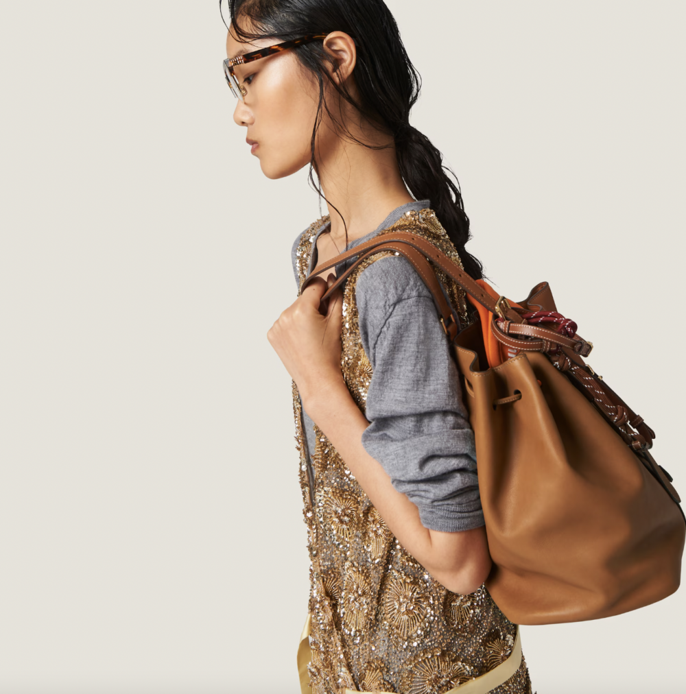 Leather Bucket Bag。