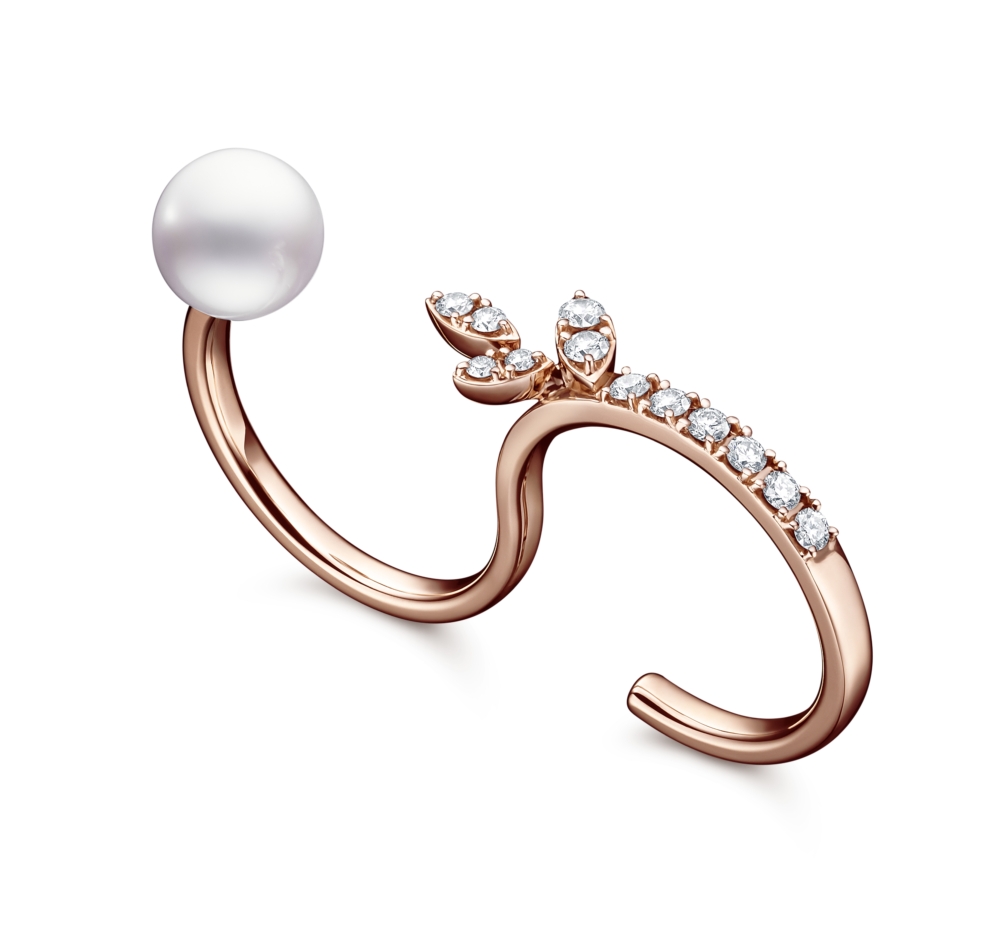 Tasaki kugel戒指 18K櫻花金 / 7.5mm阿古屋珍珠 / 鑽石