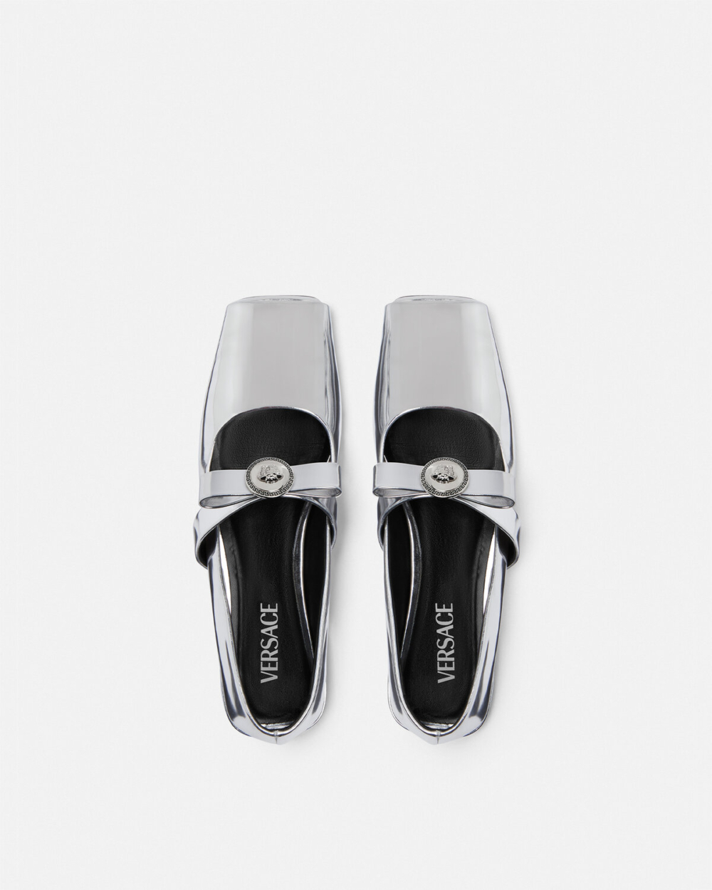 Versace GIANNI RIBBON 緞帶開口緞面芭蕾舞鞋