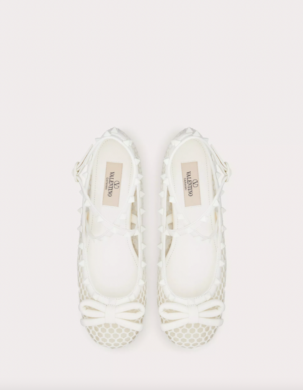 Rockstud mesh ballerinas with Tone-On-Tone Studs。