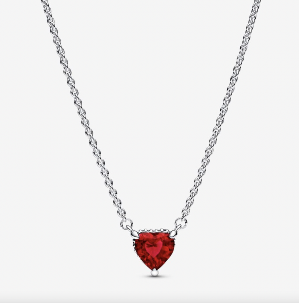 Sparkling Heart Halo Pendant Collier Necklace。