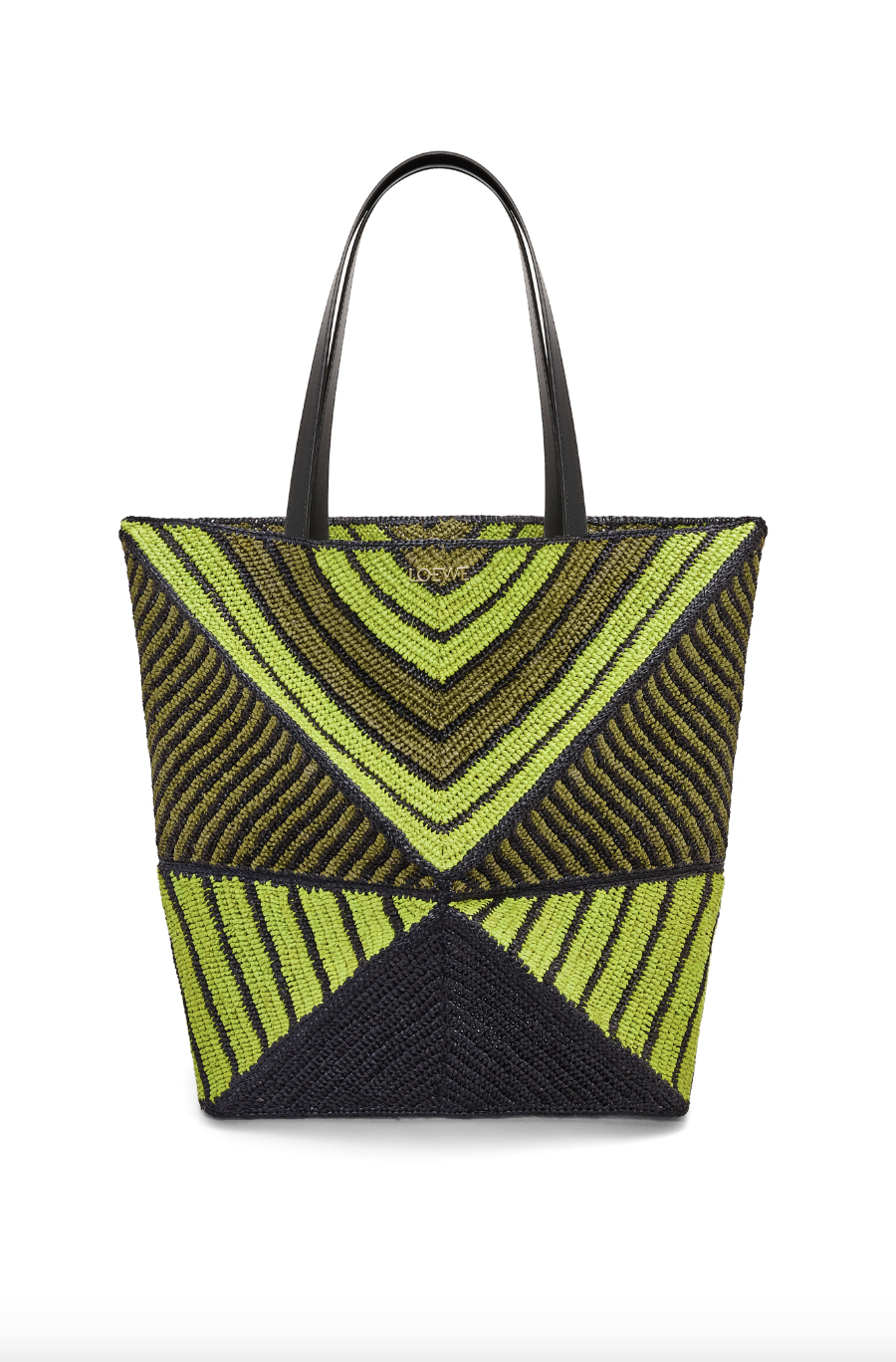 XL Puzzle Fold Tote in raffia拉菲草拼圖折疊托特包