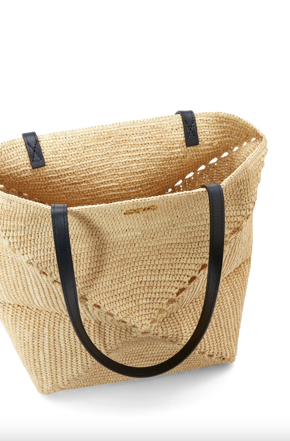 Puzzle Fold Tote in raffia拉菲草拼圖折疊托特包