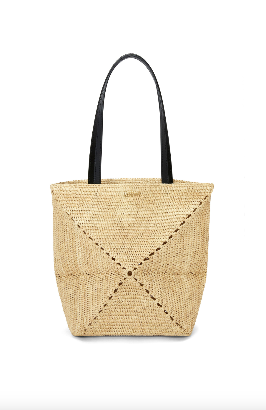 Puzzle Fold Tote in raffia拉菲草拼圖折疊托特包