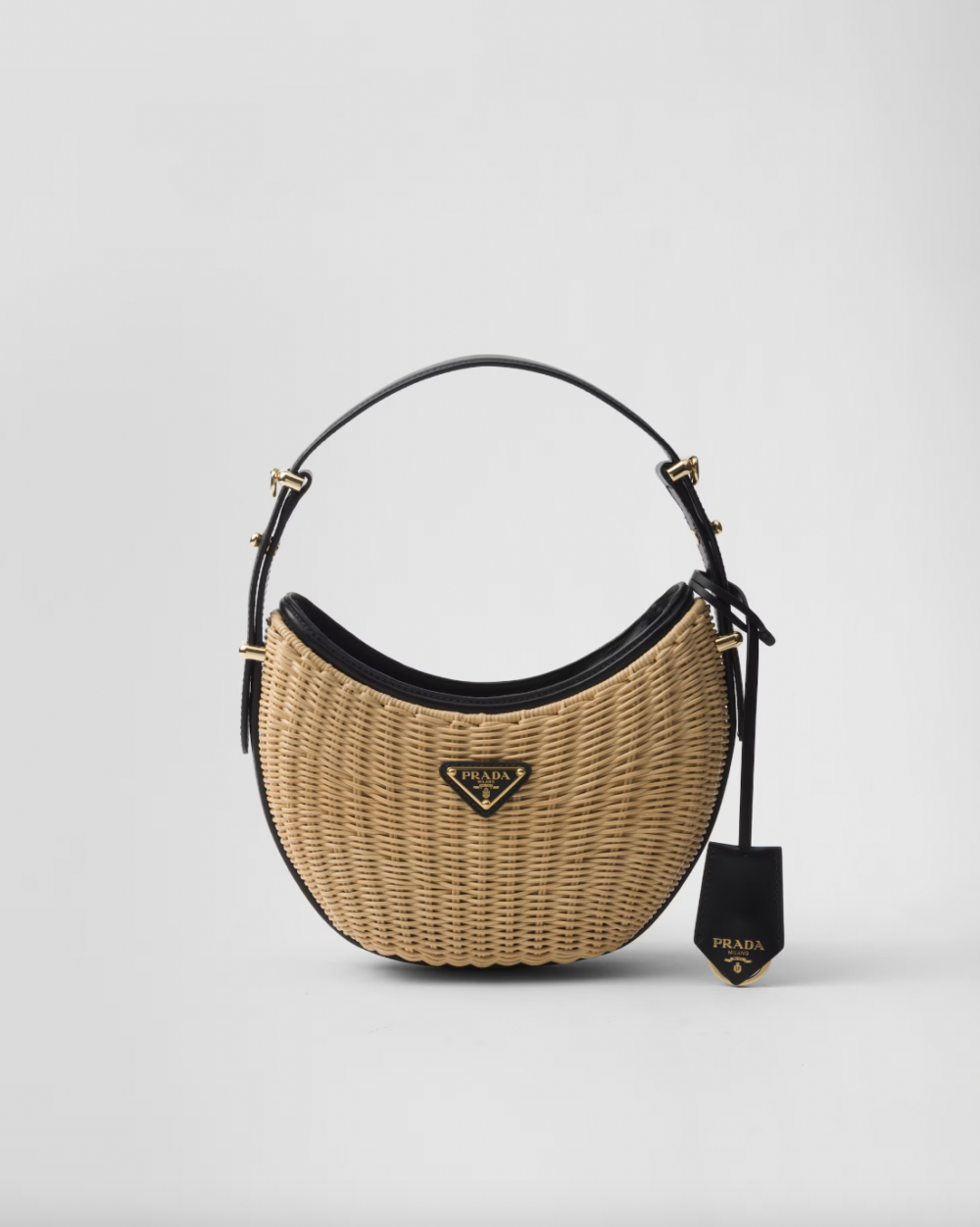 Wicker and Leather Prada Arqué Bag。