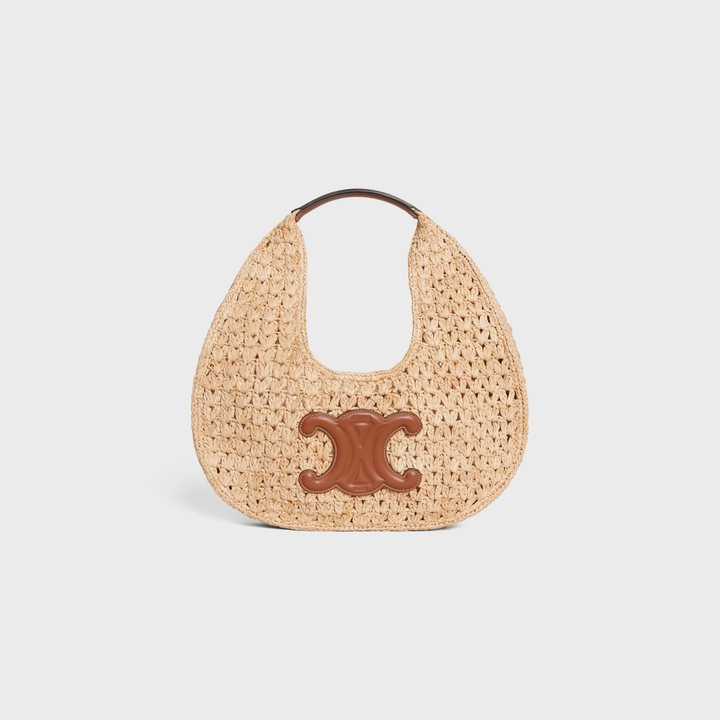 Classic Panier Hobo Bag in Raffia and Calfskin。