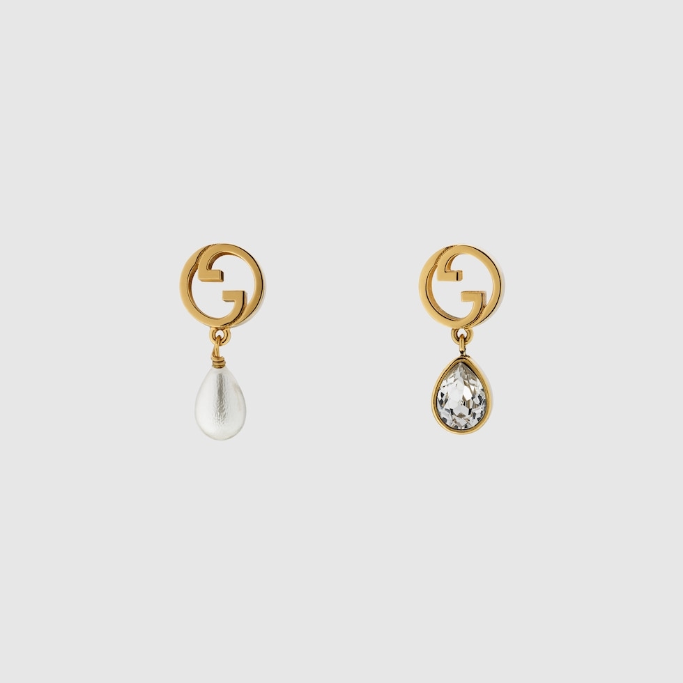 GUCCI BLONDIE CRYSTAL PEARL EARRINGS