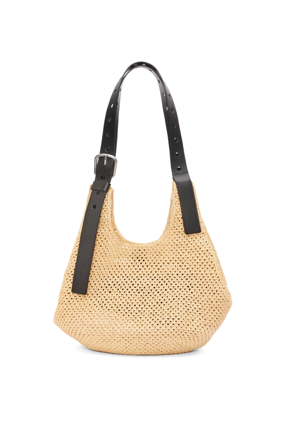 Hobo Bag in Raffia and Calfskin。