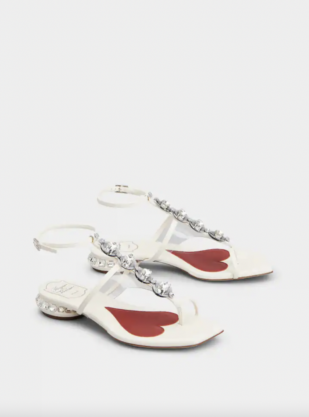 Jewel Heel Disco Sandals in Leather。