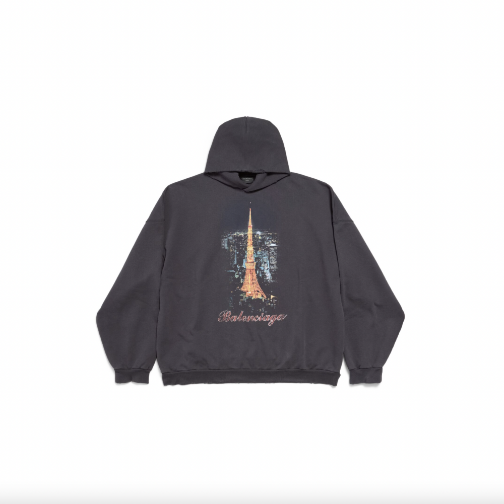 日本限定 - BALENCIAGA GINZA SERIES HOODIE ラージフィット で ブラック。