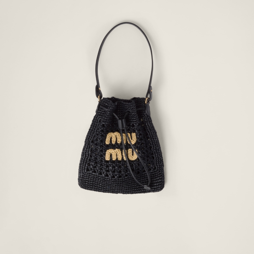 Woven fabric mini-bag黑色。