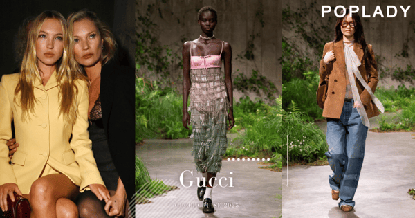 Gucci 2025早春秀場登泰特現代美術館:串珠流蘇詮釋英倫格紋,謝霆鋒、Kate Moss母女、Dua Lipa同場看秀