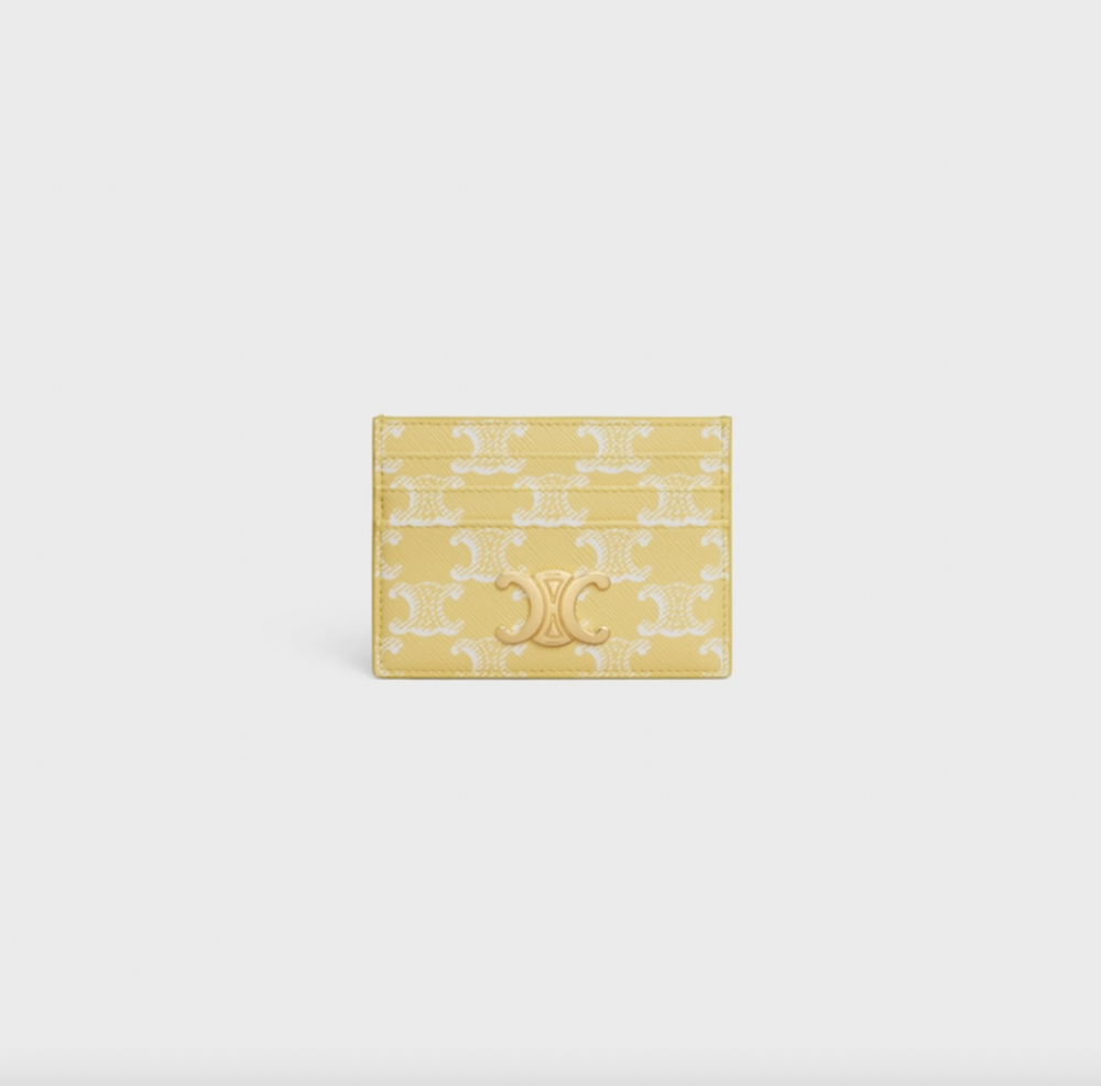  Triomphe Card Holder in Triomphe Canvas Bright Yellow。