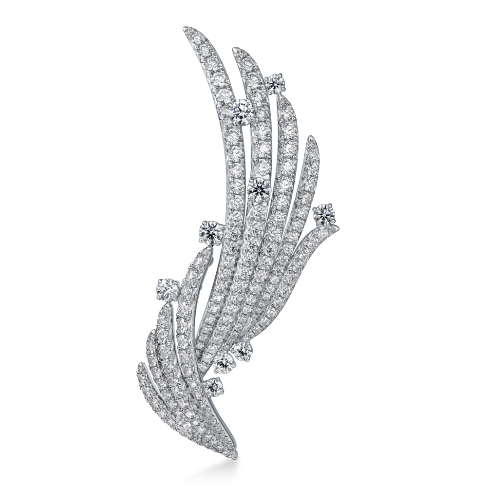 VELA 法式鑲嵌白K金鑽石耳環式兩用胸針