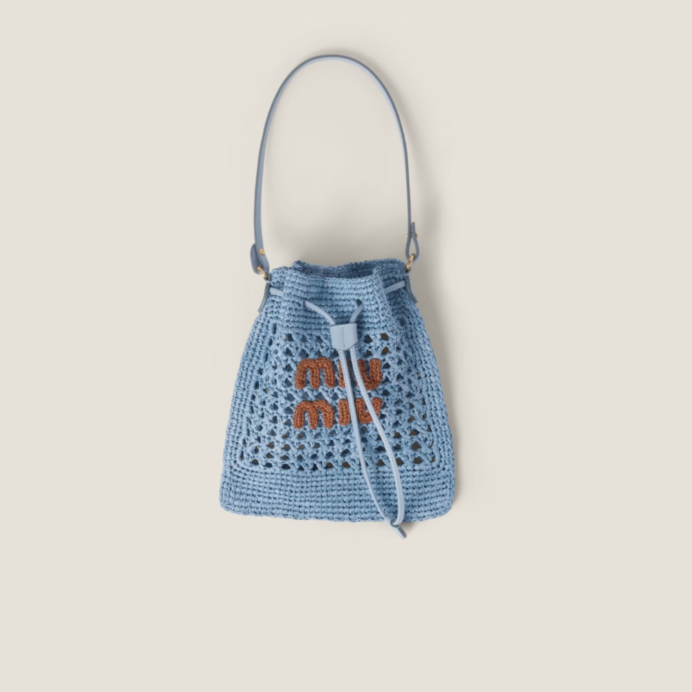 Woven fabric mini-bag藍色。