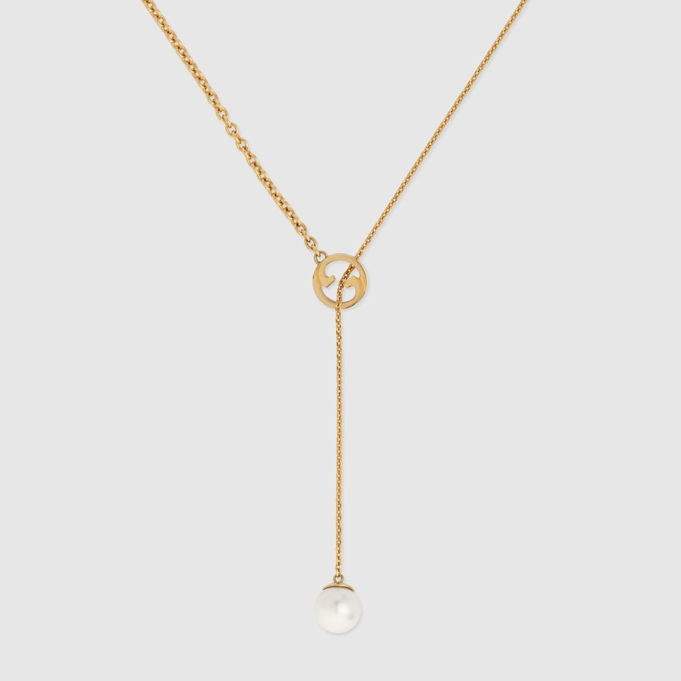 GUCCI BLONDIE PEARL DROP NECKLACE