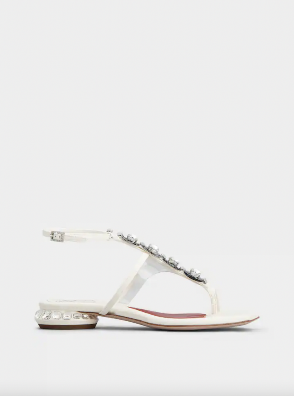 Jewel Heel Disco Sandals in Leather。