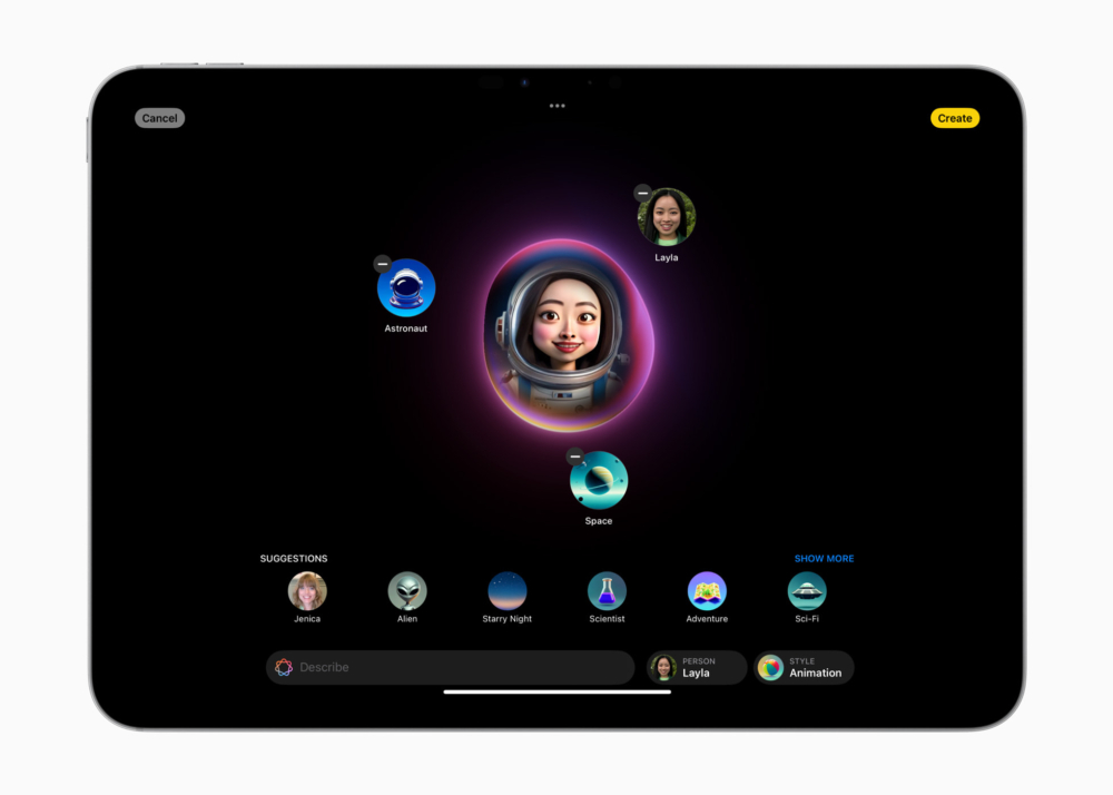 「Image Playground」內置於「訊息」等 App創作趣味圖像