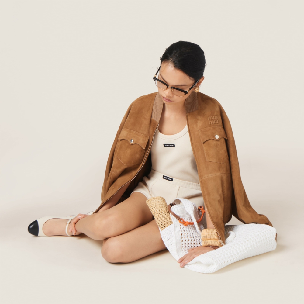 Miu Miu染色布料羅紋針織上衣