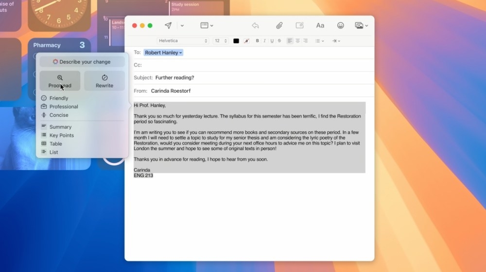 Apple Intelligence的「Writing Tools」文書功能