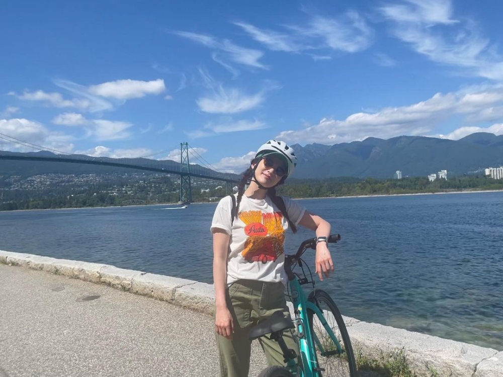 千玗嬉喜歡戶外活動，除了踏單車，還會扒艇。