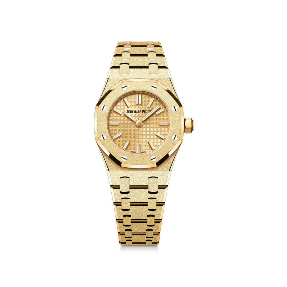 Royal Oak皇家橡樹系列迷你霜金石英腕錶Ref.67630BA.GG.1312BA.01