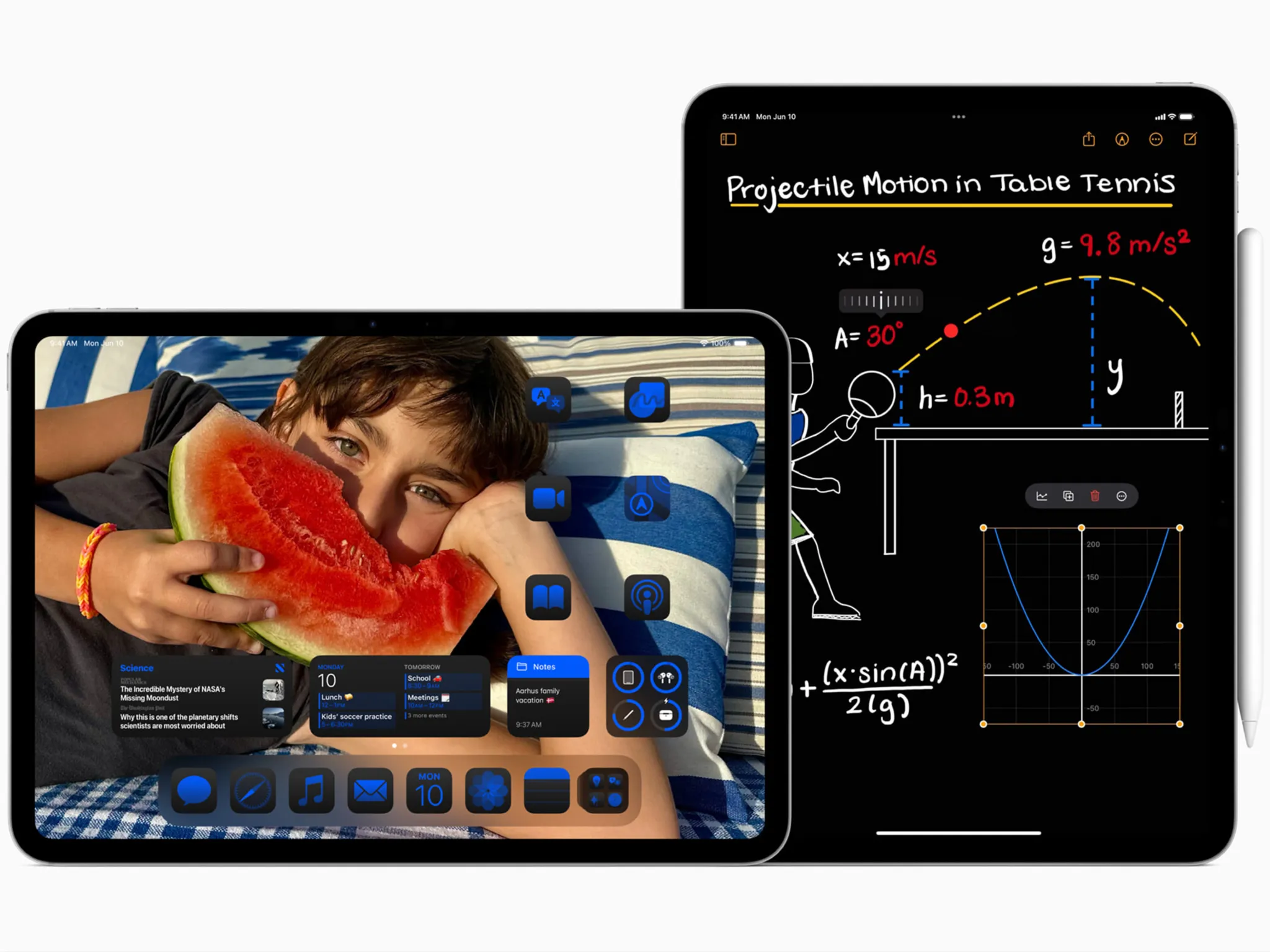 搭配Apple Pencil一起使用能自動計算數學公式、將方程式轉換為圖表