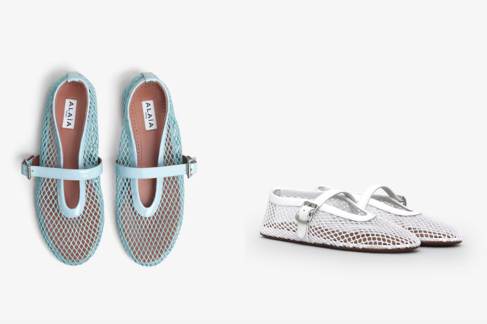 Alaia Fishnet ballet flats
