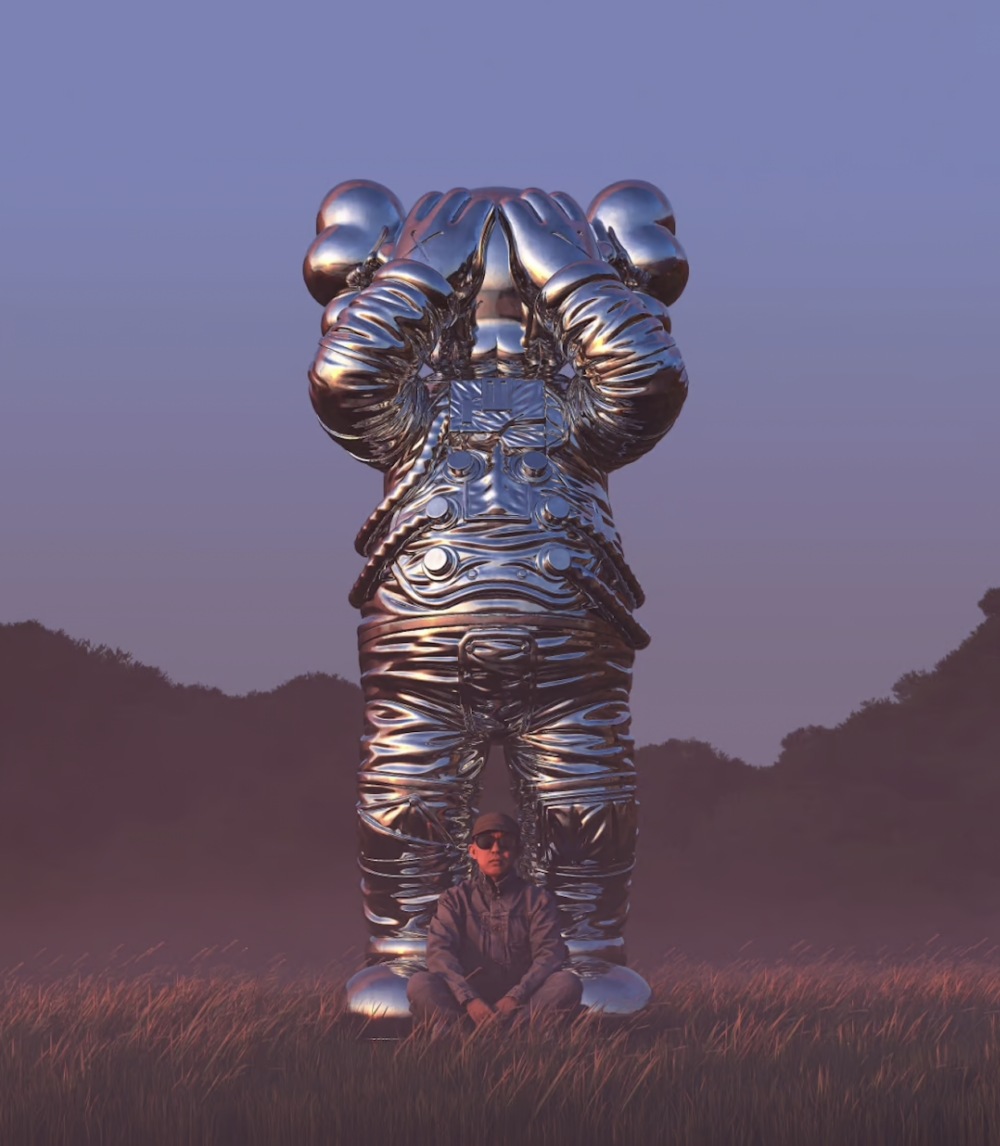 屋頂上KAWS的巨型鋼雕像