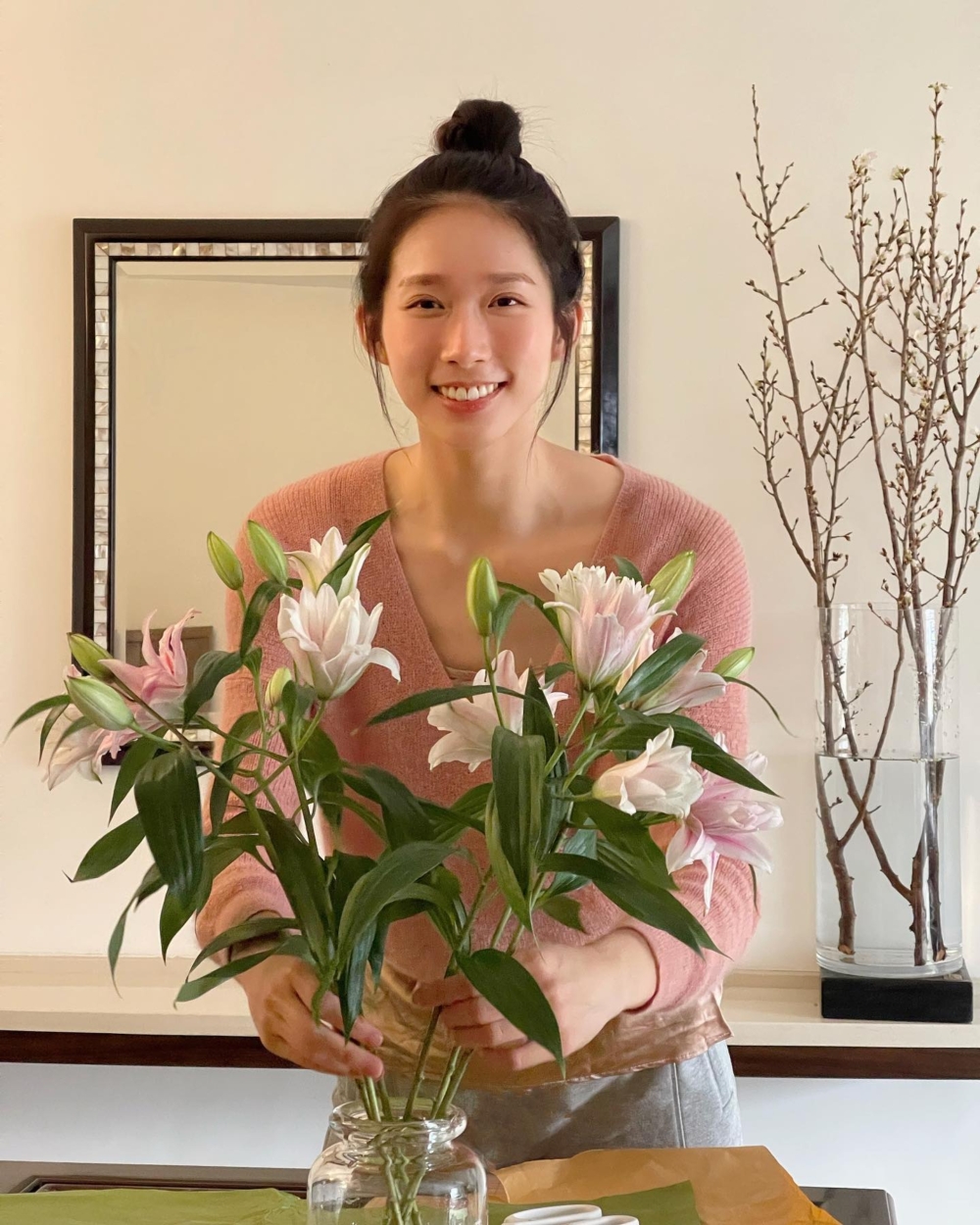 脫下劍擊面罩的江旻憓，總是笑容滿臉