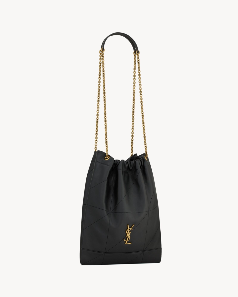 手袋正面綴以金屬YSL Logo。