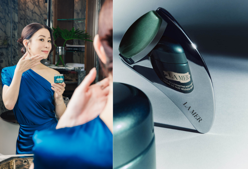 La Mer 全新奇蹟晚霜已成為了視后佘詩曼化妝枱的 C 位主角,每晚都會被「寵幸」,更會配合使用品牌獨家按摩棒,完美發揮產品效能。