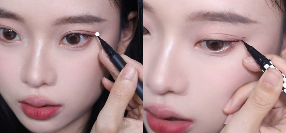 第2個輔助點在雙眼皮摺痕消失處。