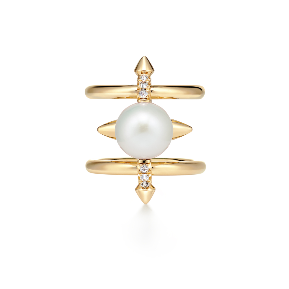 Tiffany Titan by Pharrell Williams系列_18K黃金鑽石與珍珠戒指