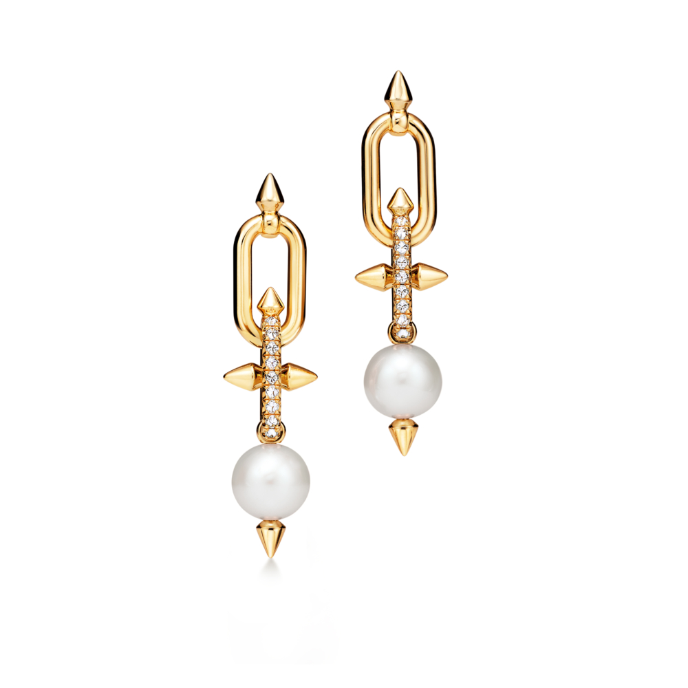 Tiffany Titan by Pharrell Williams系列_18K黃金鑽石與珍珠耳環