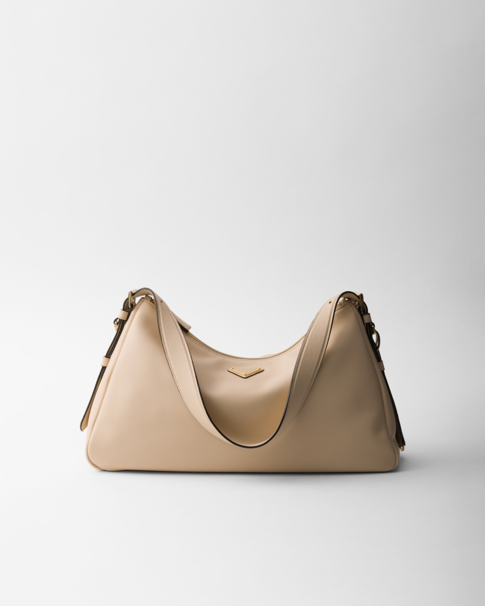 Prada Aimée Large Leather Shoulder Bag Travertine