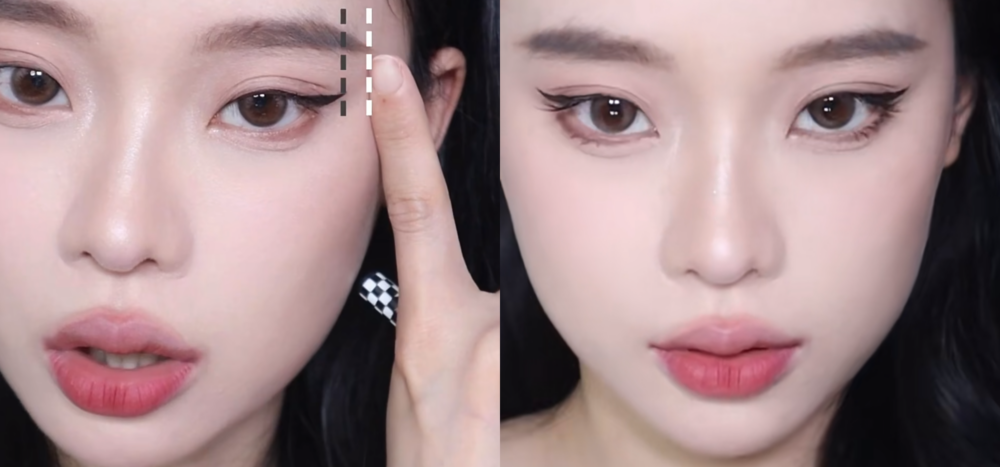 眼線尾部不應超越眉尾 