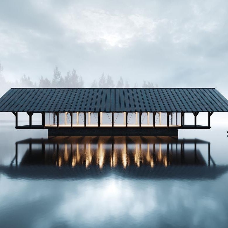 水晶湖亭的最大亮點在於其涼亭式的包裹在透明的玻璃外觀中