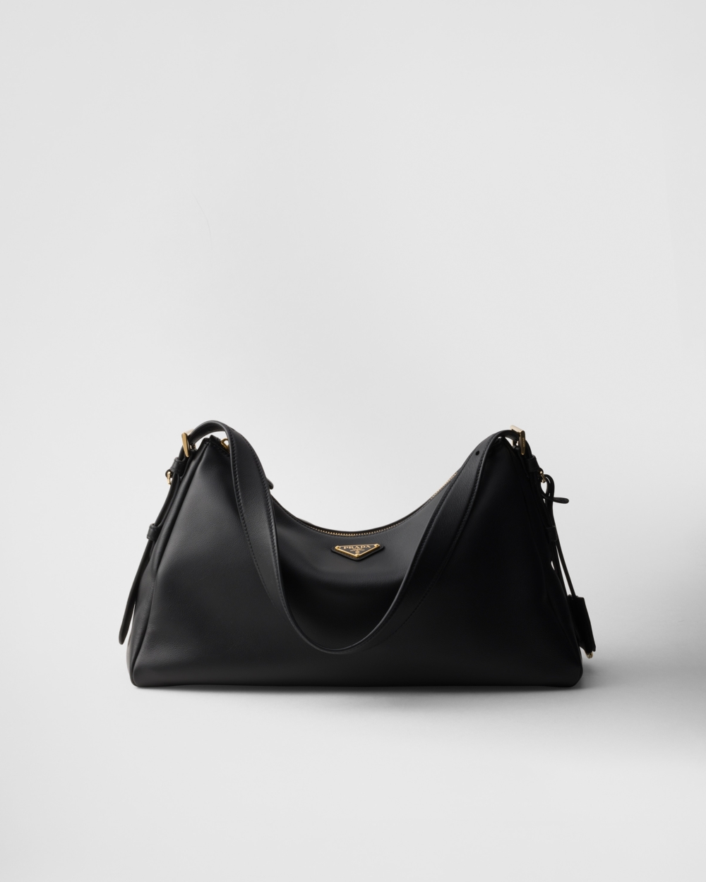 Prada Aimée Large Leather Shoulder Bag黑色