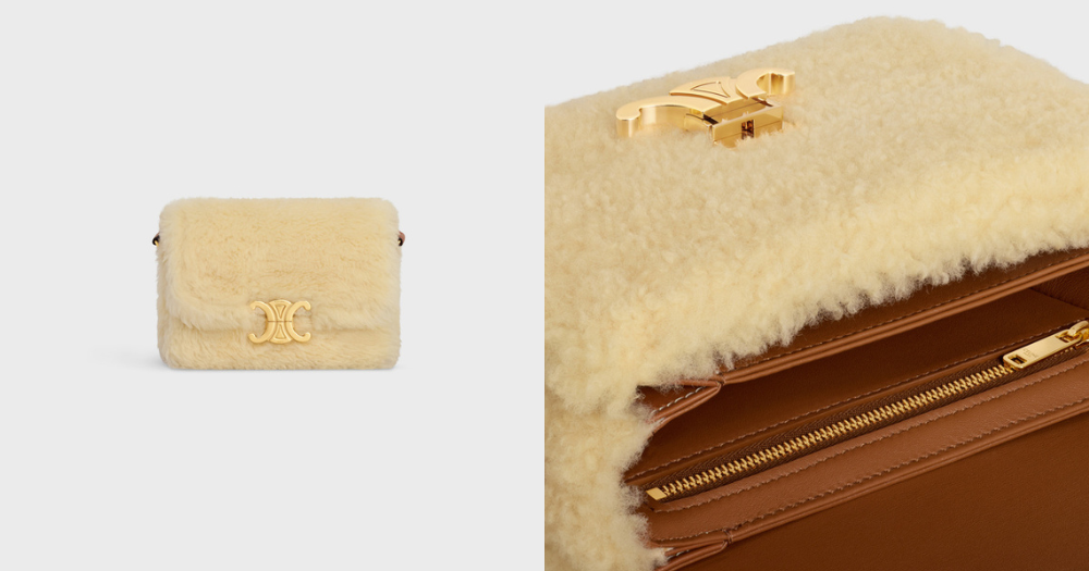 CELINE TEEN TRIOMPHE 剪羊毛和小牛皮手袋