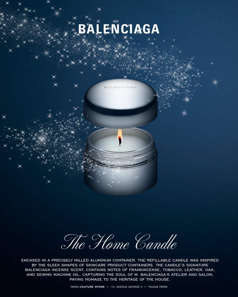 Balenciaga Home Candle in Silver/white